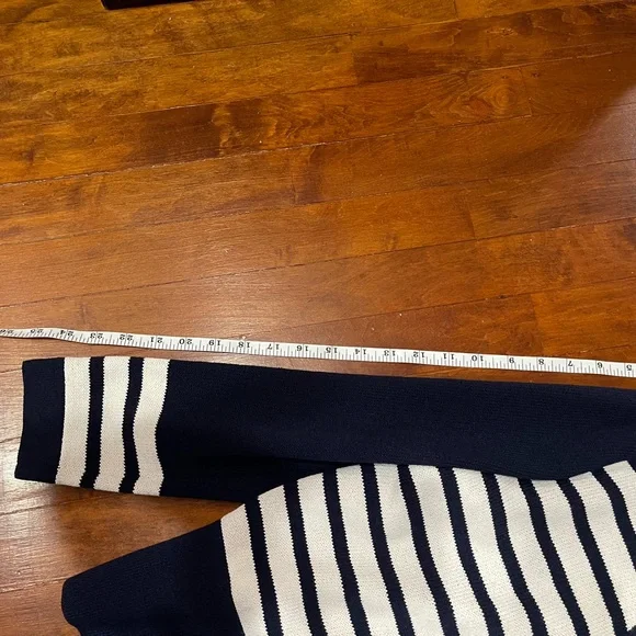St. John Collection Navy and Cream Striped Cardigan